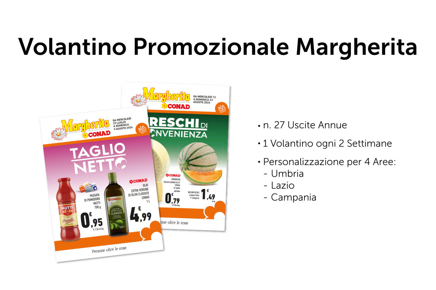 Margherita depliant promozionali aree Umbria Lazio Campania