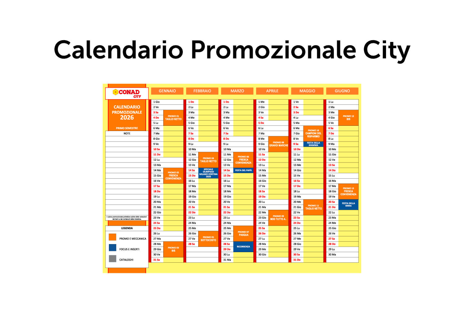 City calendario promozionale 2026