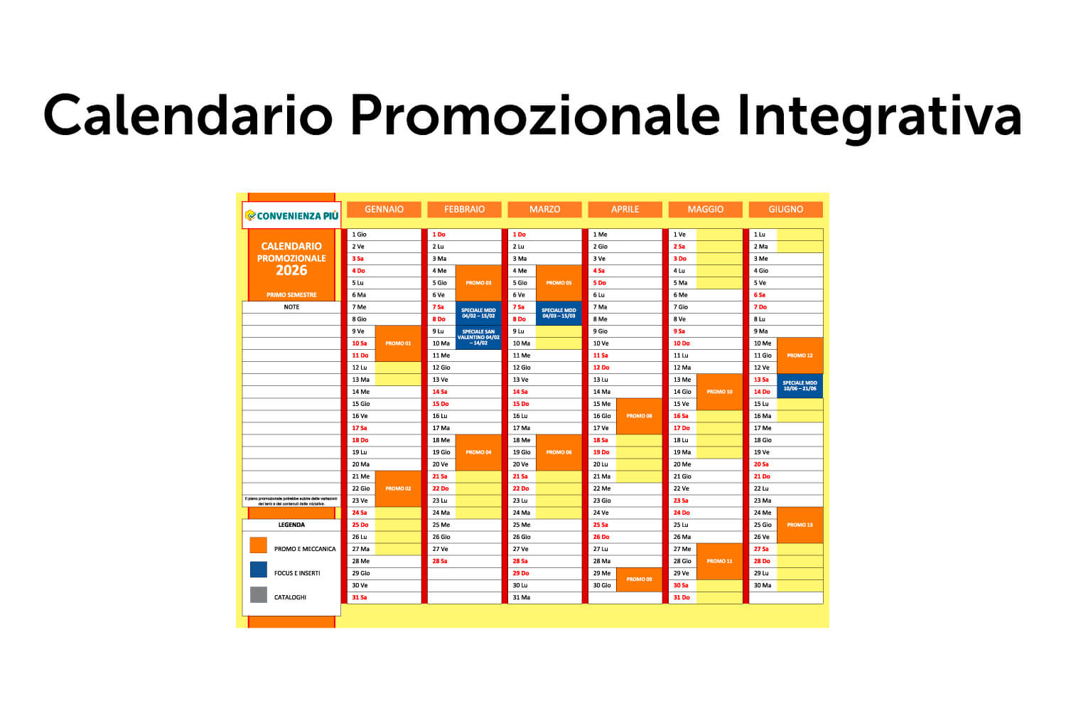 Integrativa calendario promozionale 2026