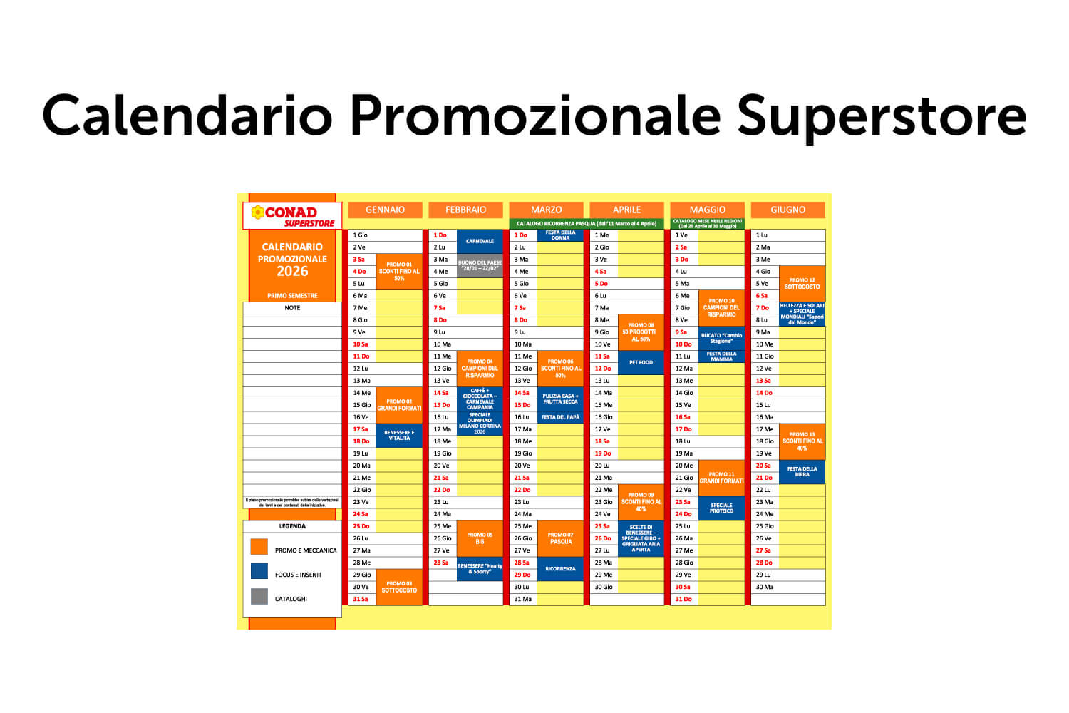 Superstore calendario promozionale 2026