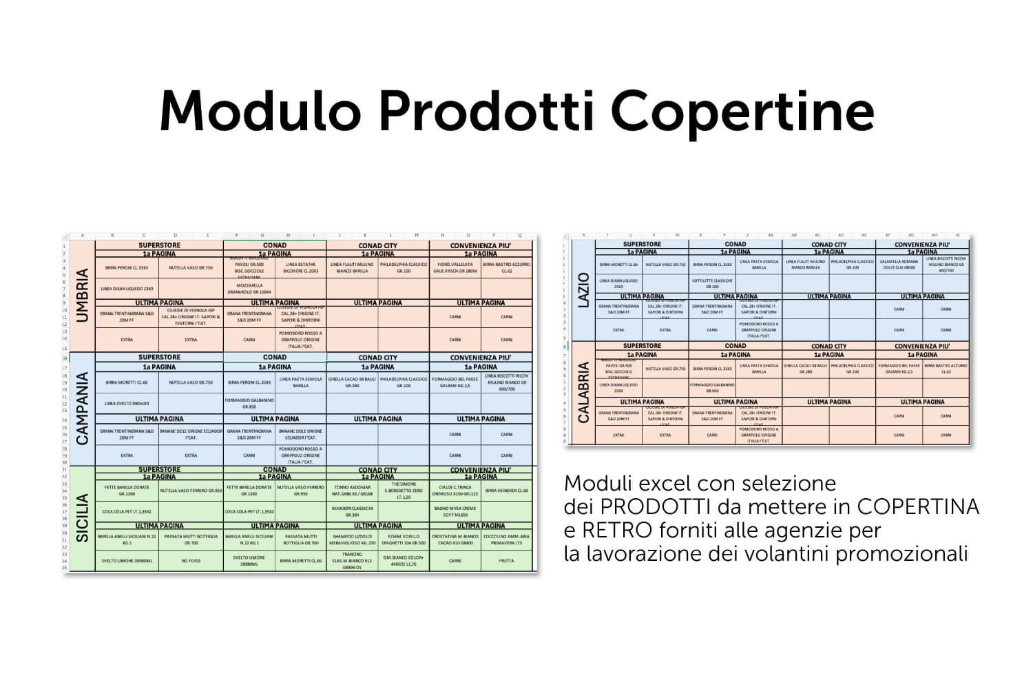Modulo menabo dei prodotti selezionati da mettere in COPERTINA e ULTIMA di COPERTINA